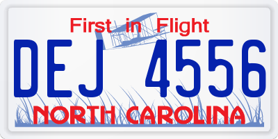NC license plate DEJ4556