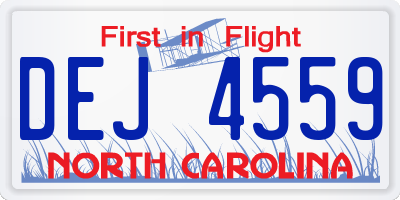 NC license plate DEJ4559