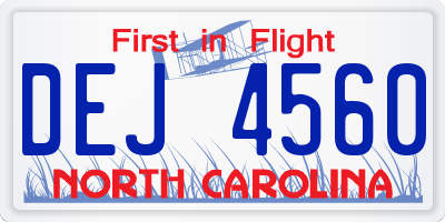 NC license plate DEJ4560