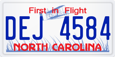 NC license plate DEJ4584