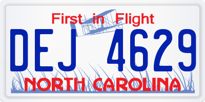 NC license plate DEJ4629