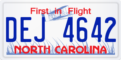 NC license plate DEJ4642
