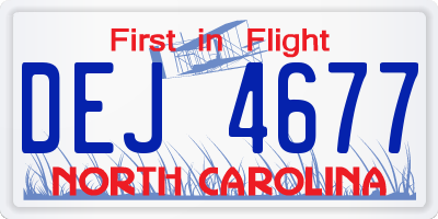 NC license plate DEJ4677