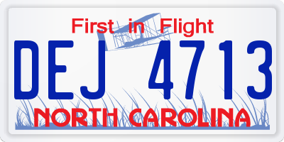 NC license plate DEJ4713