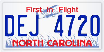 NC license plate DEJ4720