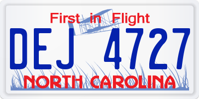 NC license plate DEJ4727