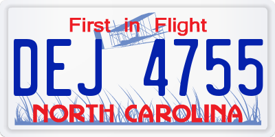 NC license plate DEJ4755
