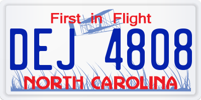 NC license plate DEJ4808
