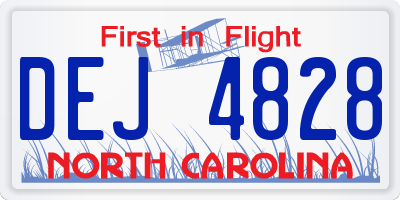 NC license plate DEJ4828