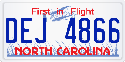 NC license plate DEJ4866