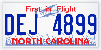 NC license plate DEJ4899