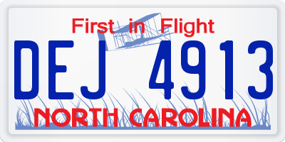 NC license plate DEJ4913