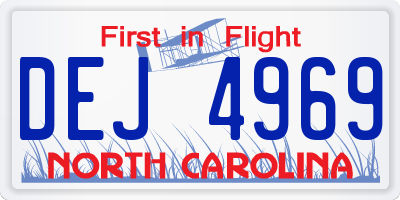 NC license plate DEJ4969