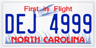 NC license plate DEJ4999