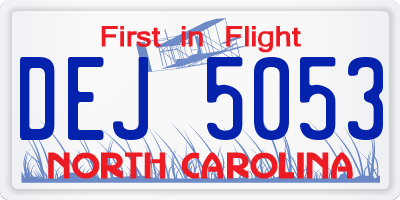 NC license plate DEJ5053
