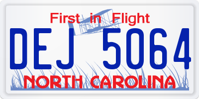 NC license plate DEJ5064
