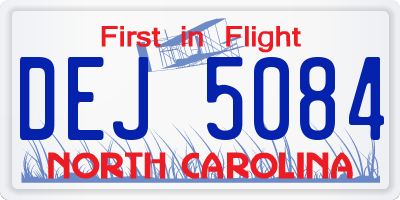 NC license plate DEJ5084