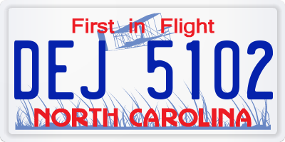 NC license plate DEJ5102