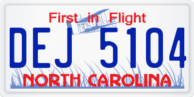 NC license plate DEJ5104