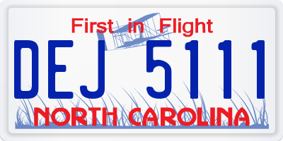 NC license plate DEJ5111