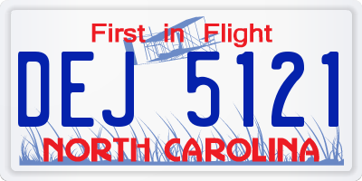 NC license plate DEJ5121