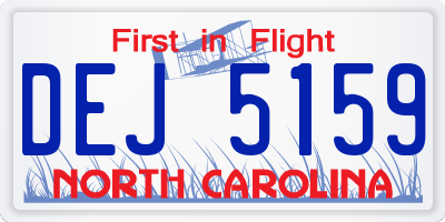NC license plate DEJ5159