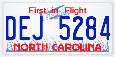 NC license plate DEJ5284