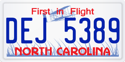 NC license plate DEJ5389