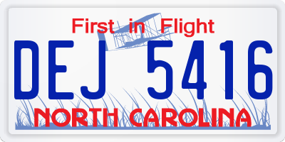 NC license plate DEJ5416