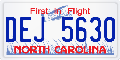 NC license plate DEJ5630