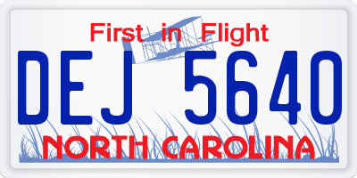 NC license plate DEJ5640