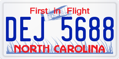 NC license plate DEJ5688