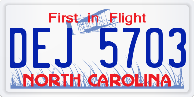 NC license plate DEJ5703