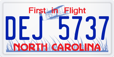 NC license plate DEJ5737