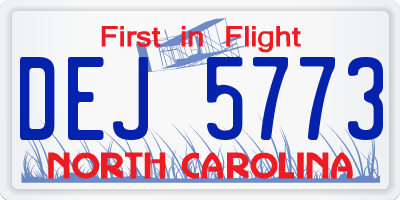 NC license plate DEJ5773