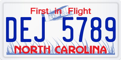 NC license plate DEJ5789