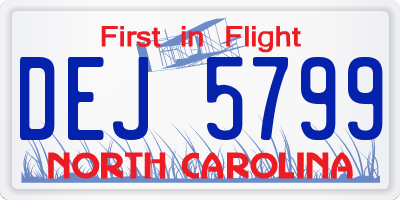 NC license plate DEJ5799