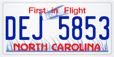 NC license plate DEJ5853