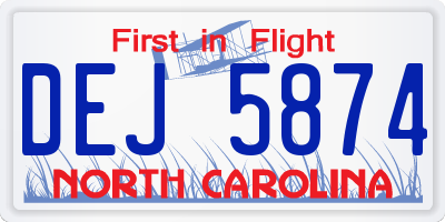 NC license plate DEJ5874