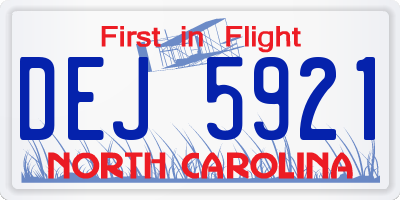 NC license plate DEJ5921
