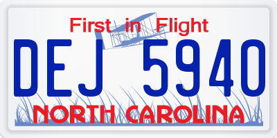 NC license plate DEJ5940