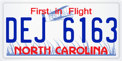NC license plate DEJ6163