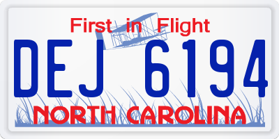 NC license plate DEJ6194