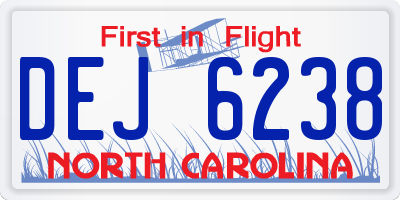NC license plate DEJ6238
