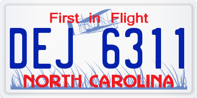 NC license plate DEJ6311