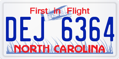 NC license plate DEJ6364