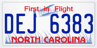 NC license plate DEJ6383