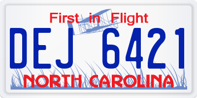 NC license plate DEJ6421