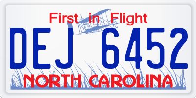 NC license plate DEJ6452
