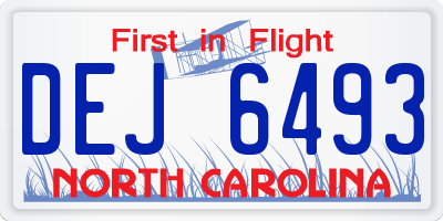 NC license plate DEJ6493